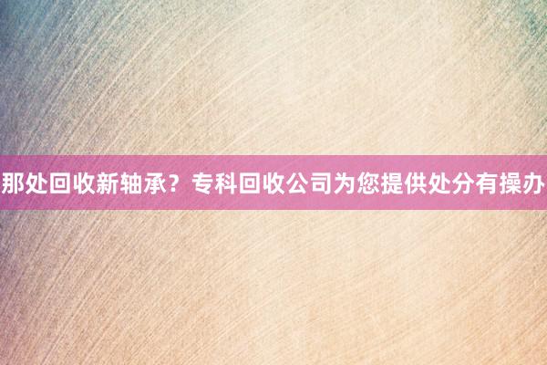 那处回收新轴承？专科回收公司为您提供处分有操办
